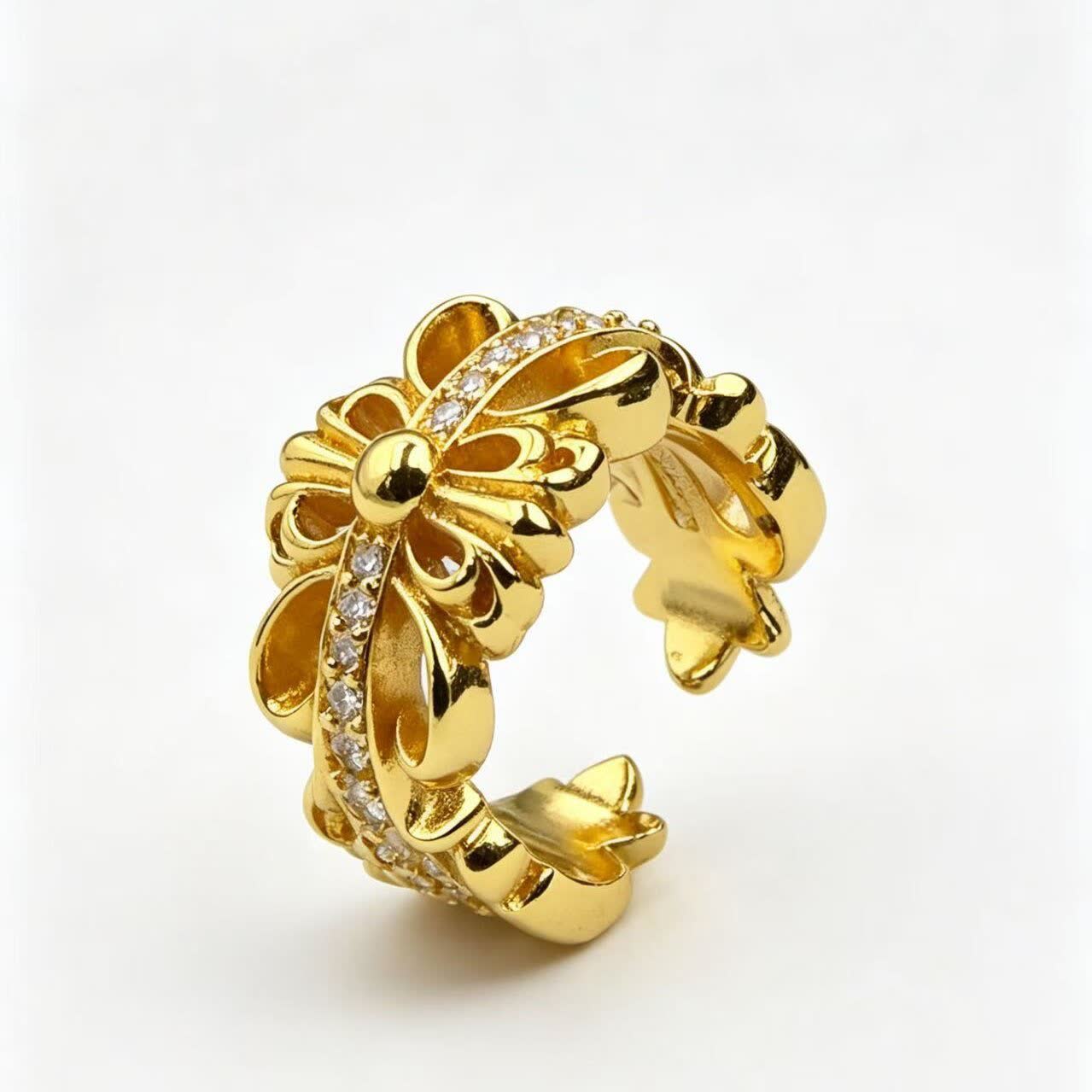 Chrome Hearts Elegant Gold Ring with Diamond Accents